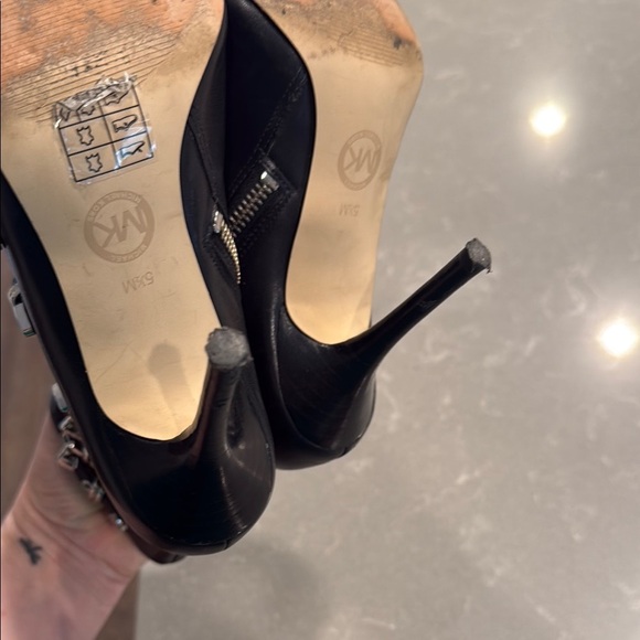 Michael Kors Black Heeled Boots with Edgy Buckle Design - Picture 8 of 8